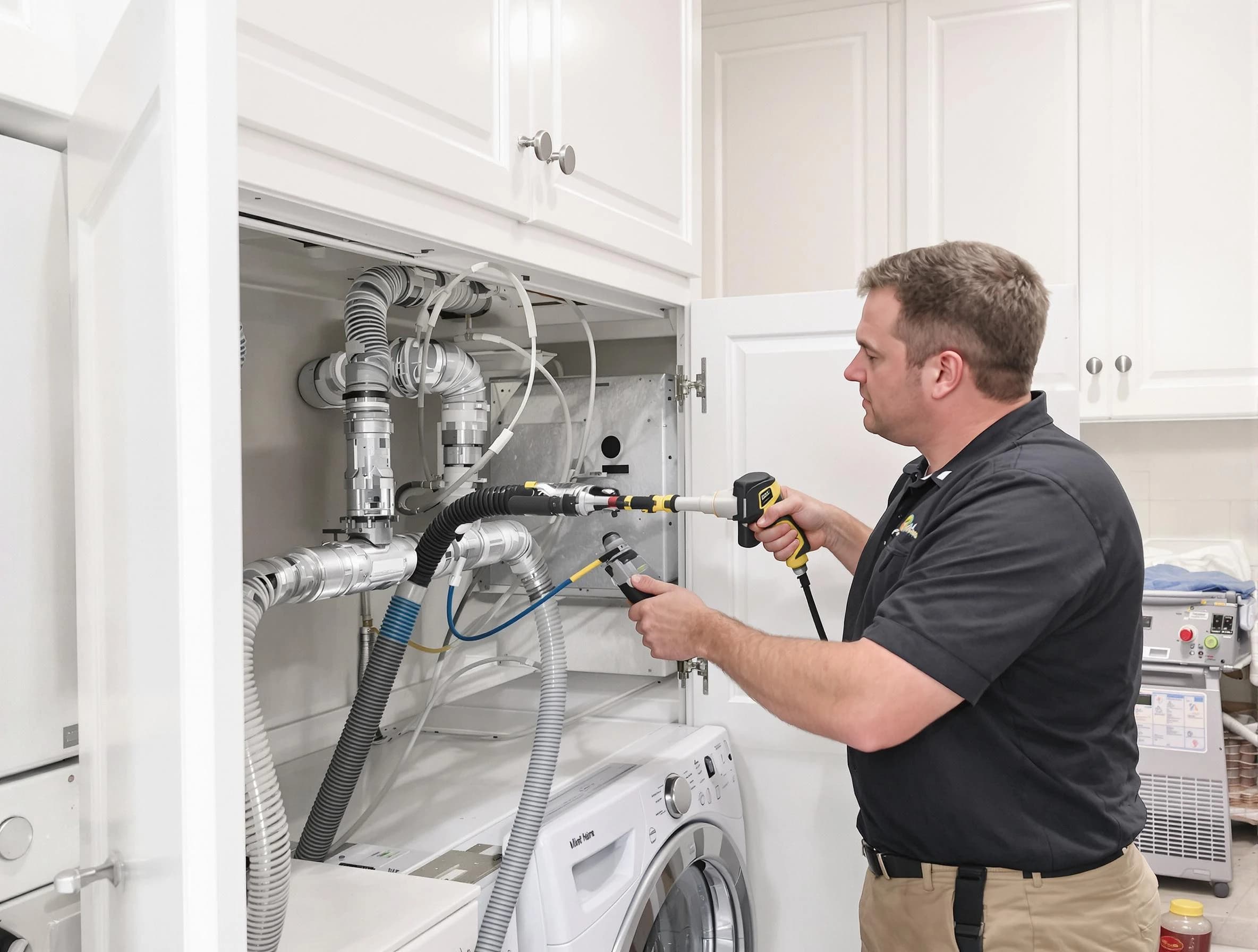 North Strabane Dryer Vent Cleaning professional removing severe blockage from a clogged dryer vent in North Strabane